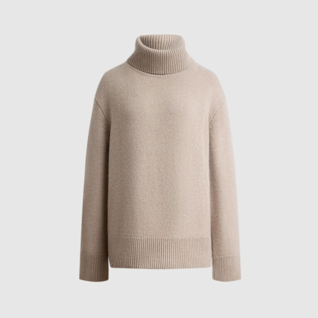 Womens HighNeck Sweater AutumnWinter Knitted Custom HighNeck Wool Blend Pullover detail