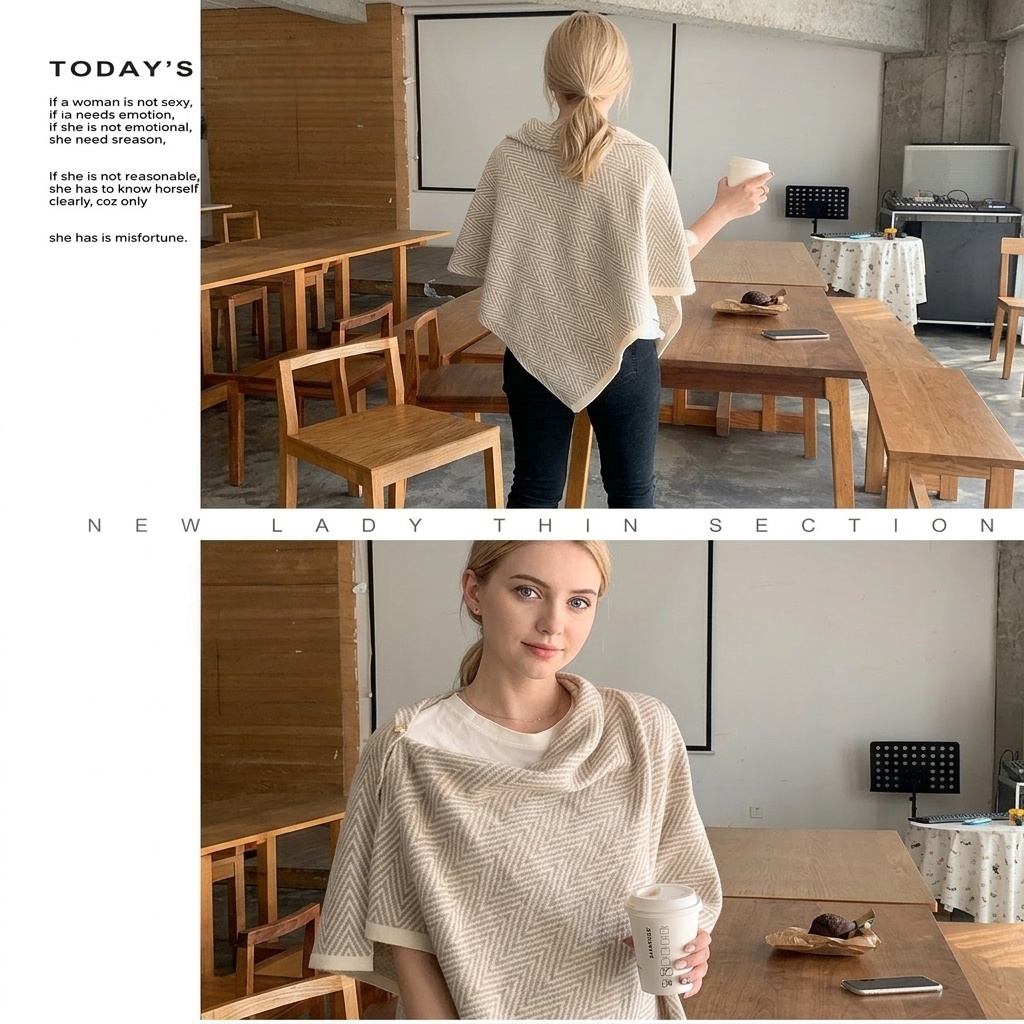 Wholesale Minimalist New Arrival Button Winter Shawl Unisex Windproof Shoulder Top Sweater Warm Knitted Womens Wraps detail