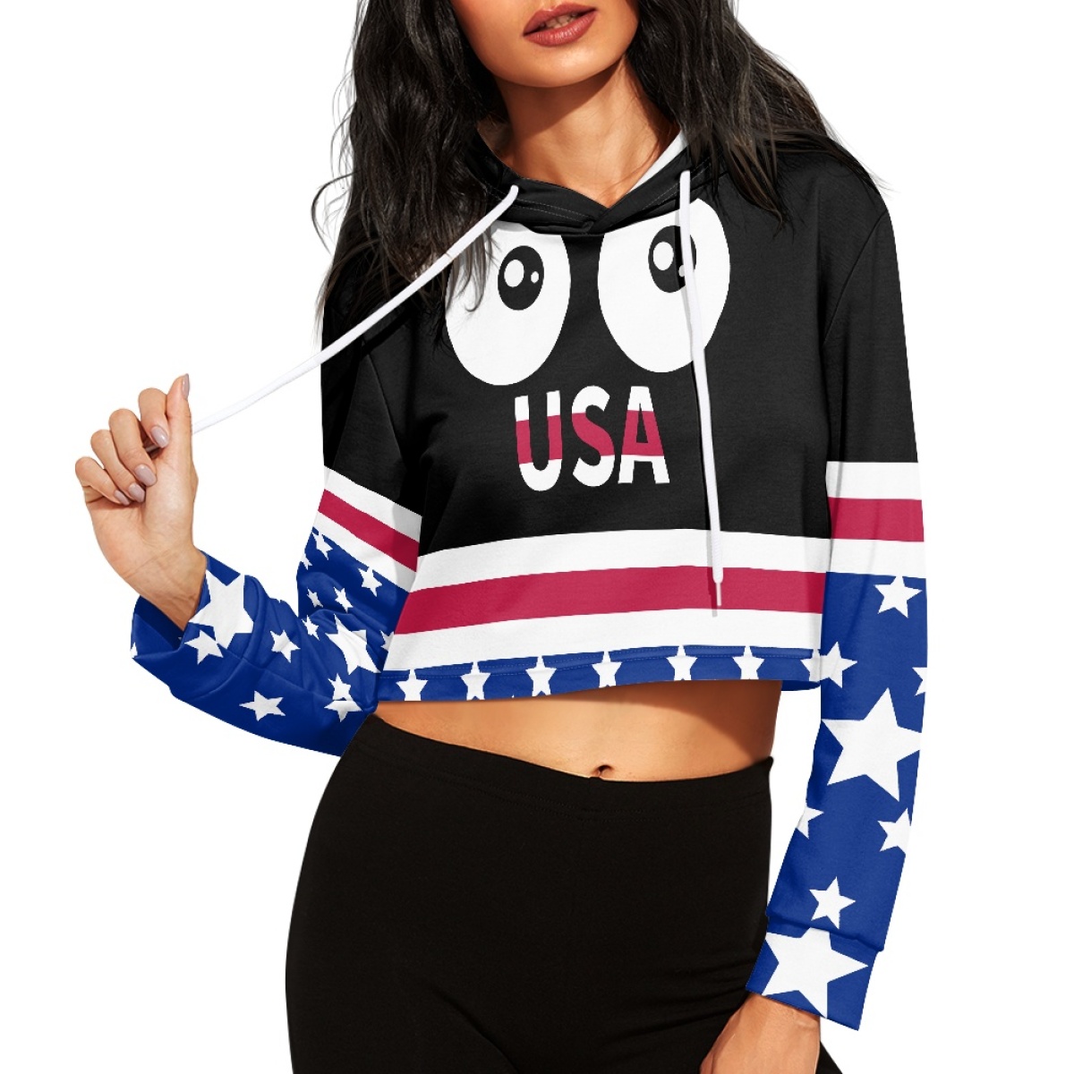AllOver Print Womens Crop Top Hoodie Print Demand Soft Comfortable Sexy Navel Short Womens Sweater Casual Daily Autumn product view
