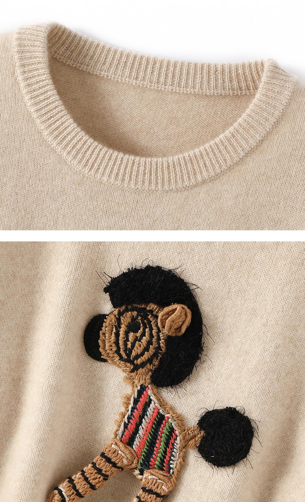 Casual Longsleeved Autumn Womens PolyesterCotton Knitted Slim Sweater with Front Retro Neck Loose Fit detail