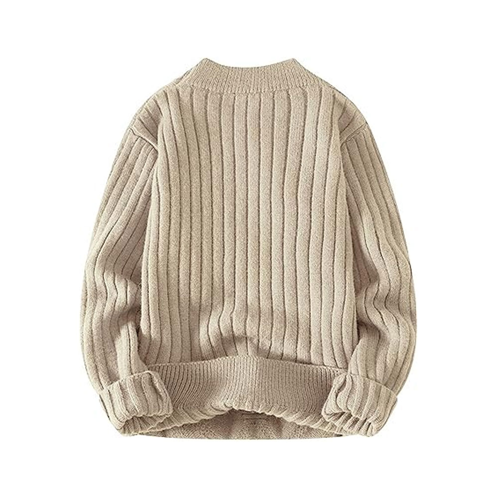 Womens Vintage Fall Winter Trendy Cable Knit Breathable Crew Neck Pullover Sweater Long Sleeve Customizable Embroidery Front product view