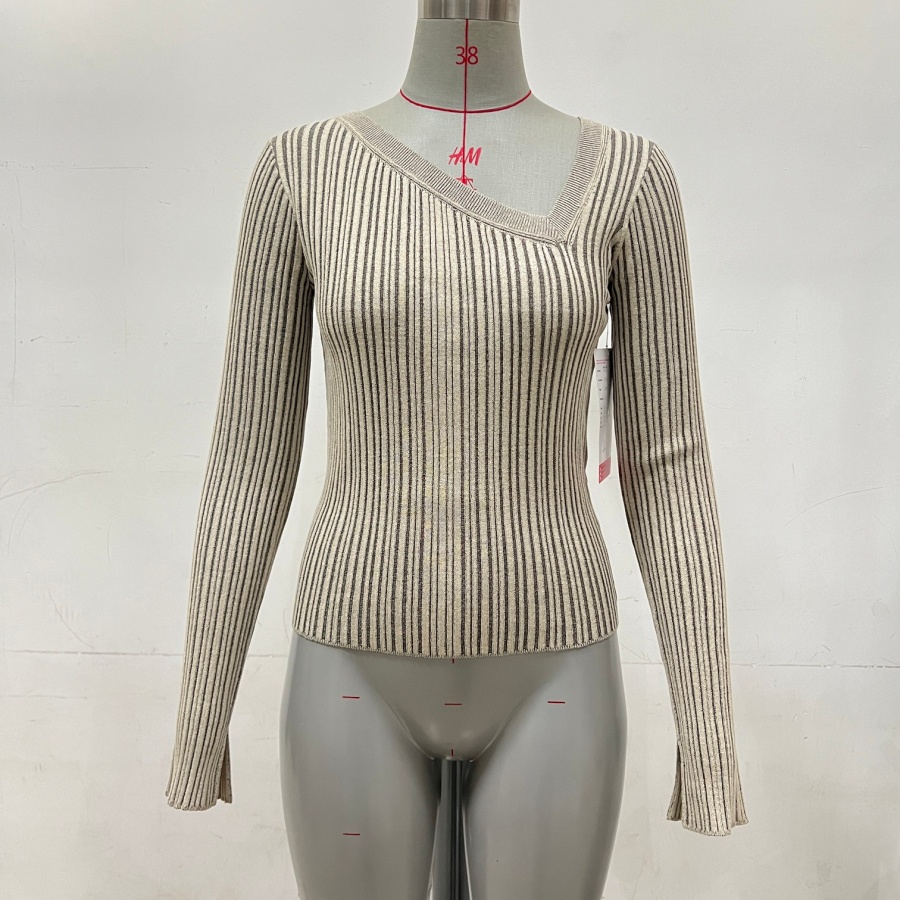 Long Sleeved Top Solid Special Vneck Knitted Womens Sweater product view