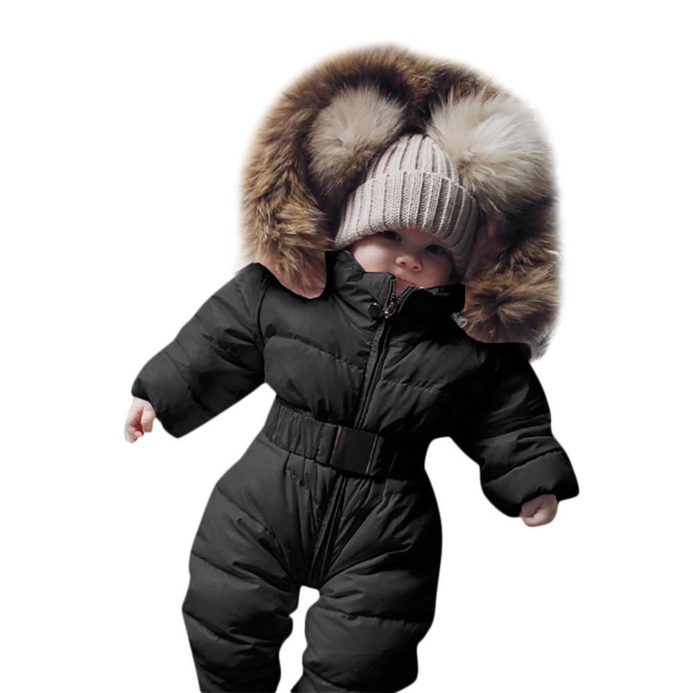 Winter Jacket Outerwear Infant Baby Boy Girl Clothing Romper Jacket Hooded Jumpsuit Warm Thick Coat Outfit