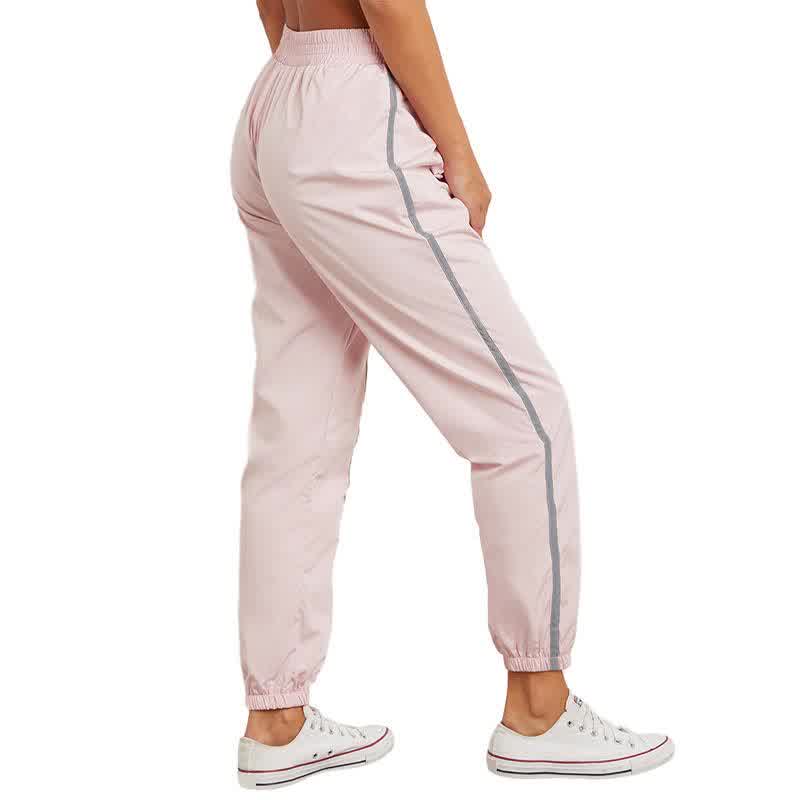Night Running Casual Pants Women'S Reflective Strip Stitching Feet Loose Long Black Summer Thin Section