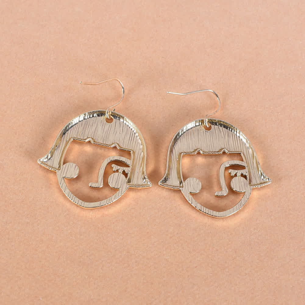 1 Pair of Women's Earrings Exaggerated Geometric Cartoon Earrings Golden