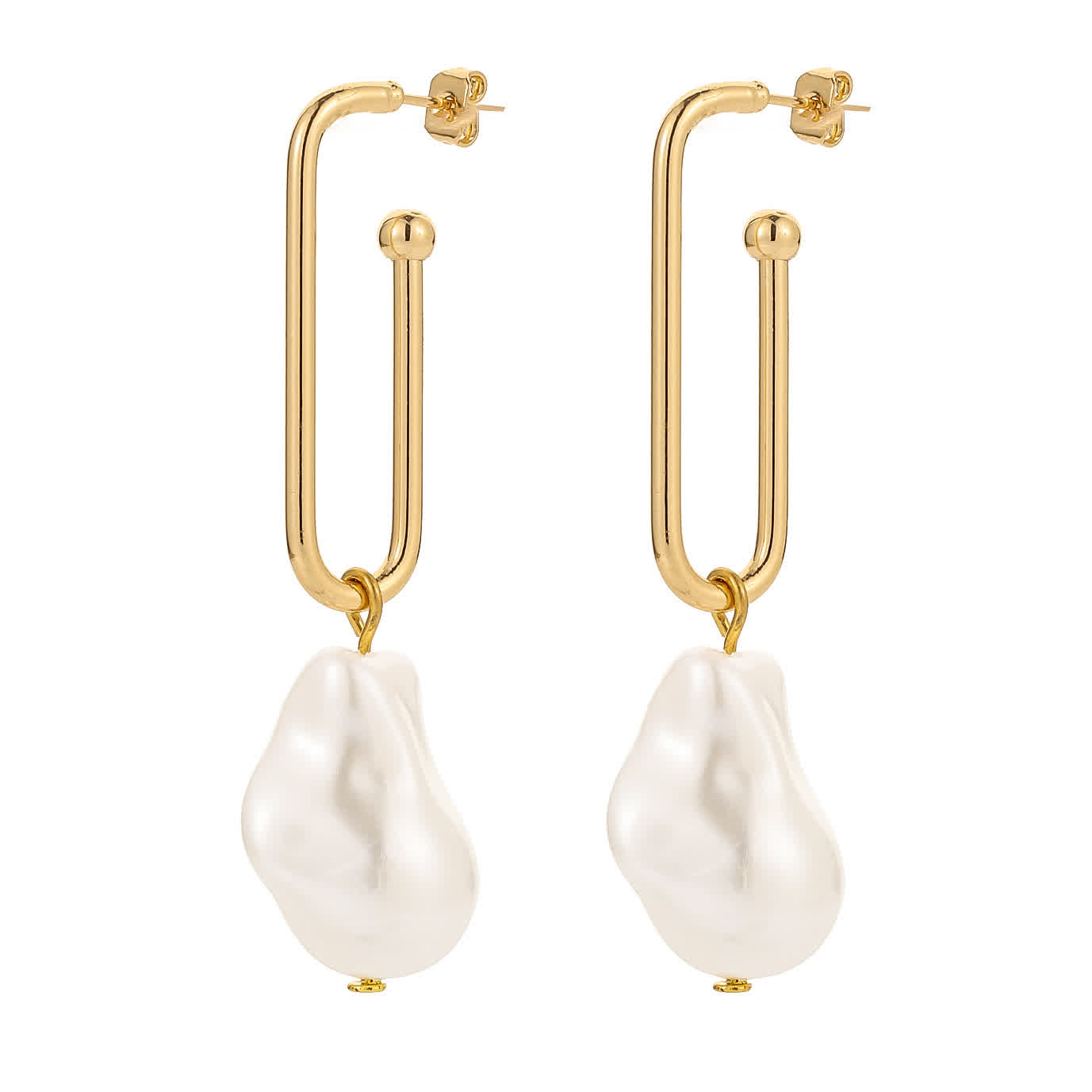 1 Pair of   Women's   Earrings  U-shaped  Special-shaped Pearl  Ear Hooks Golden