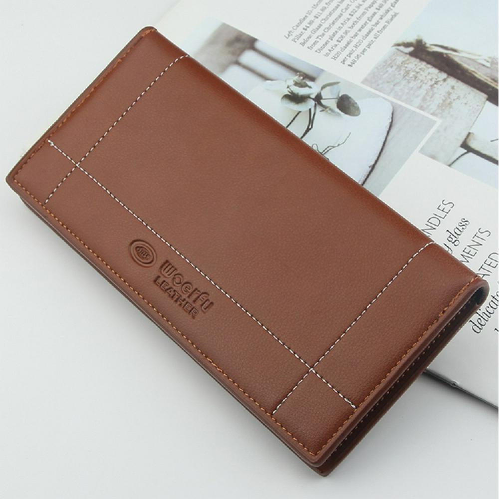 Men's Wallet Long Multi-card 2 Folding Pu Soft Faux Leather Purse