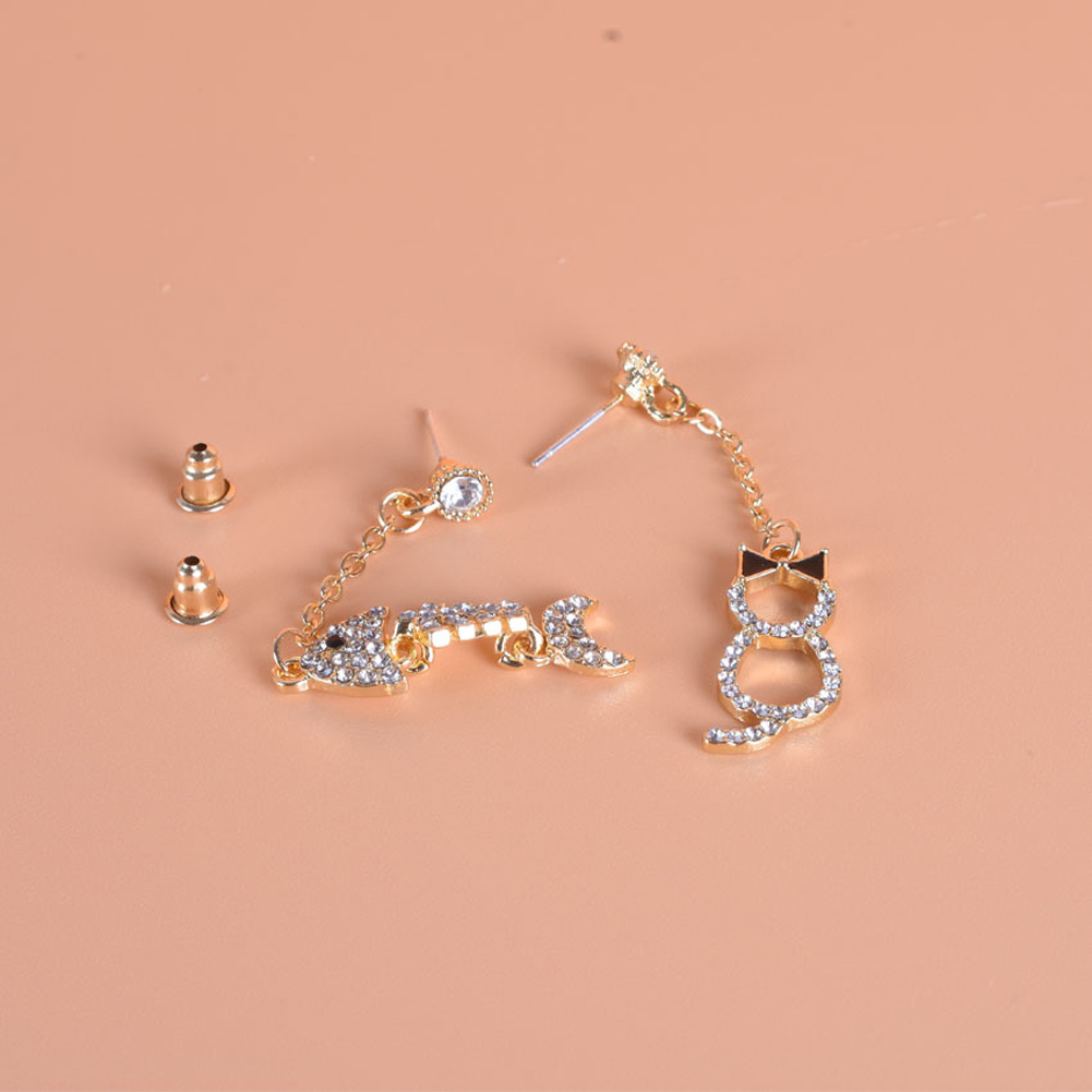 1 Pair of Women's Earrings s925 Silver Needle Animal and Fish Bone Shape Asymmetric Earrings Golden