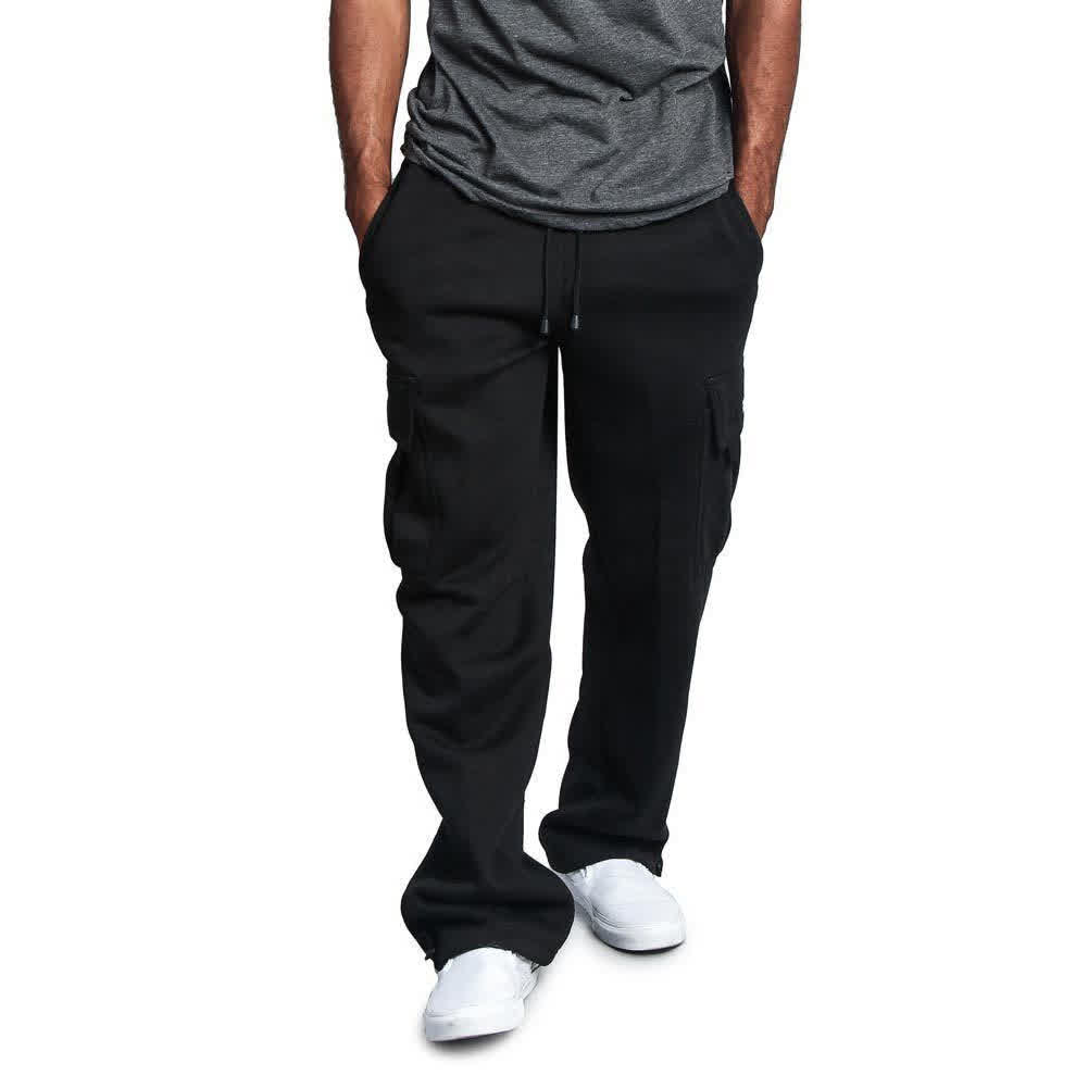 Men Casual Sports Multi Pockets Loose Straight Overalls Pants