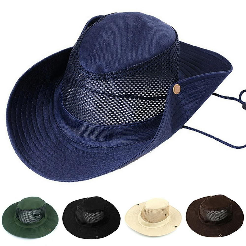 Fishing Climbing Hat Outdoor Camping Sunblock Mesh Hat with Big Brim Camouflage Hat Travel Sun Hat Bucket Hat Beige_M