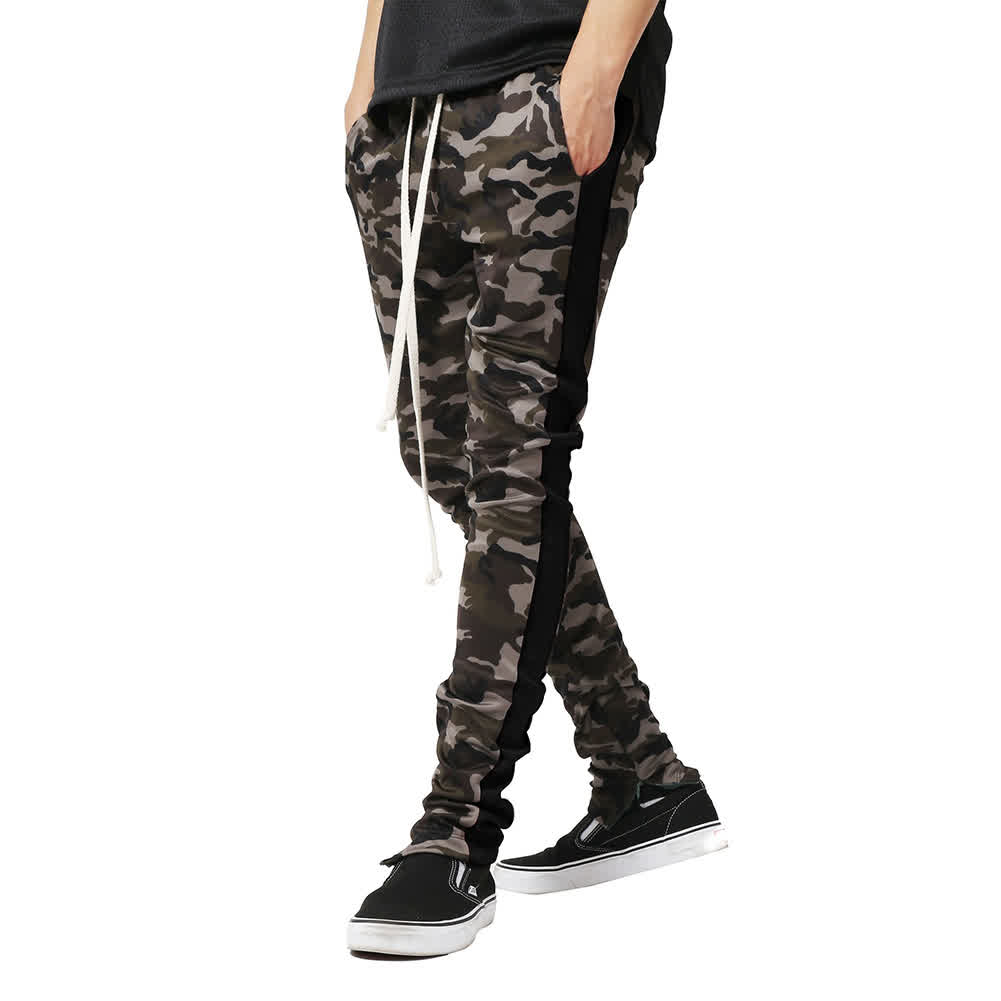 Men Casual Slim Camouflage Printing Splice Sports Pants  