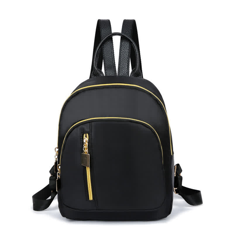 Women Fshion Backpack Chic Ulzzang Solid Color Nylon Bag for Out Travel  black