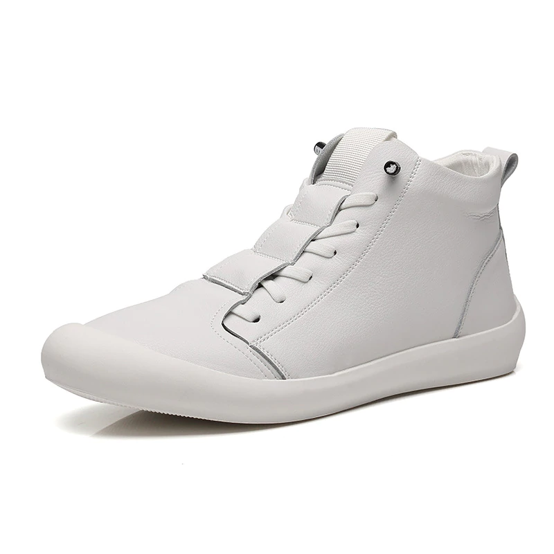 Genuine Leather Shoes Men High top Sneakers Fashion Men White Shoes Cool Street Young Man Footwear Male Sneakers