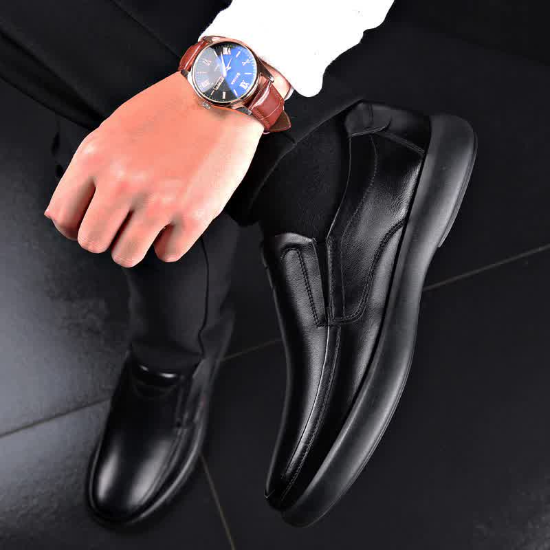Men's Genuine Leather Shoes Head Leather Soft Anti-slip Rubber Loafers Shoes Man Casual Real Leather Shoes