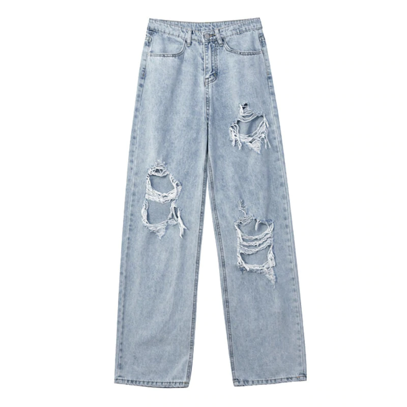 High Waist Ripped Jeans Women's hip hop Loose Jeans Vintage Female Torn Trousers Streetwear