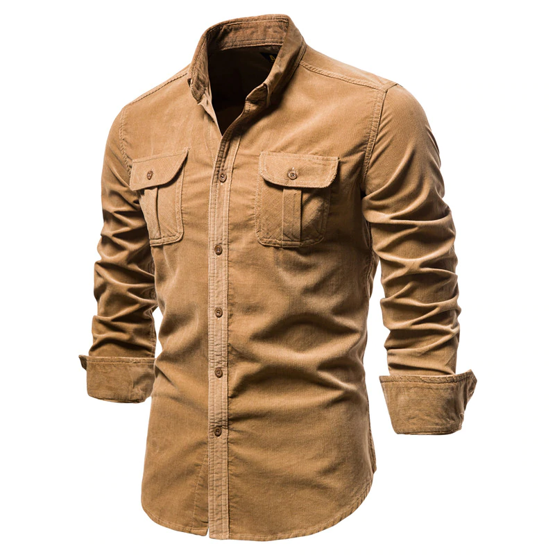 New Single Breasted 100% Cotton Men's Shirt Business Casual Fashion Solid Color Corduroy Men Shirts Autumn Slim Shirt Men