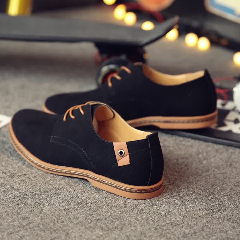 Mens Oxford Suede Shoes Men Leather Dress Shoes Lace Up Flats Male Casual Shoes Comfortable Footwear Loafers Men