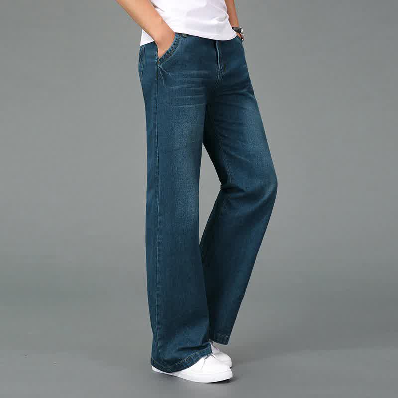 Jeans Men Winter Plus Velvet Thick Flared Jeans Men's Loose Large Size Wide Leg Pants Casual