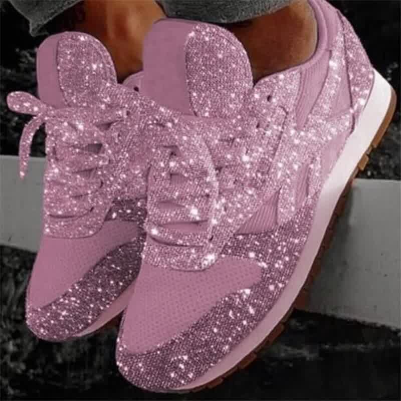 New Casual Women Bling Sneakers Flat Ladies Vulcanized Shoes Female Height Increase Chunky Sneaker Running Sparkling Shoes