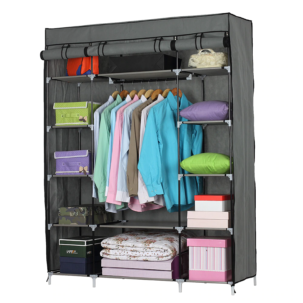 Non-woven Fabric Wardrobe Portable Closet Clothes Storage Clothing Organizer with  5 - Layer 12 - Compartmen  133x46x170cm