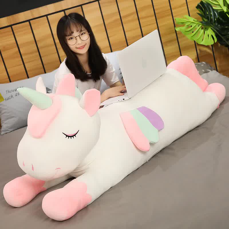 100CM Big Size Plush Lying Unicorn Pillow Plush Horse Soft Stuffed Animal Toy Cartoon Plush Dolls for Kids Girl Birthday Gift