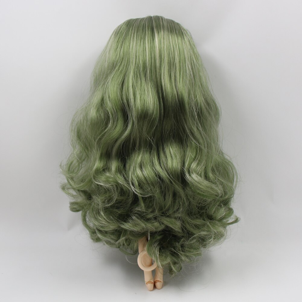 White skin joint body New matte face green mixed color curls hairs gift toy