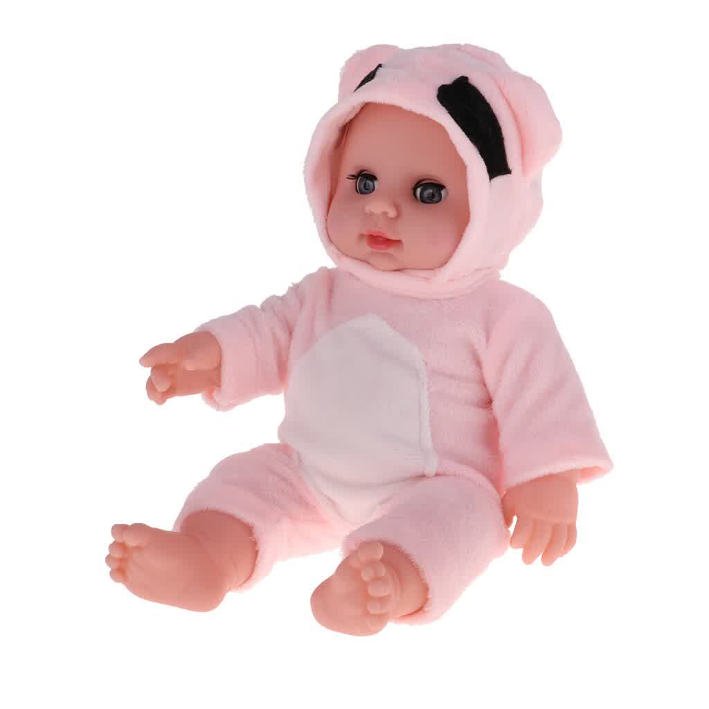 30cm Lovely Lifelike Newborn Baby Doll Model Soft Vinyl In Pink Jumpsuit