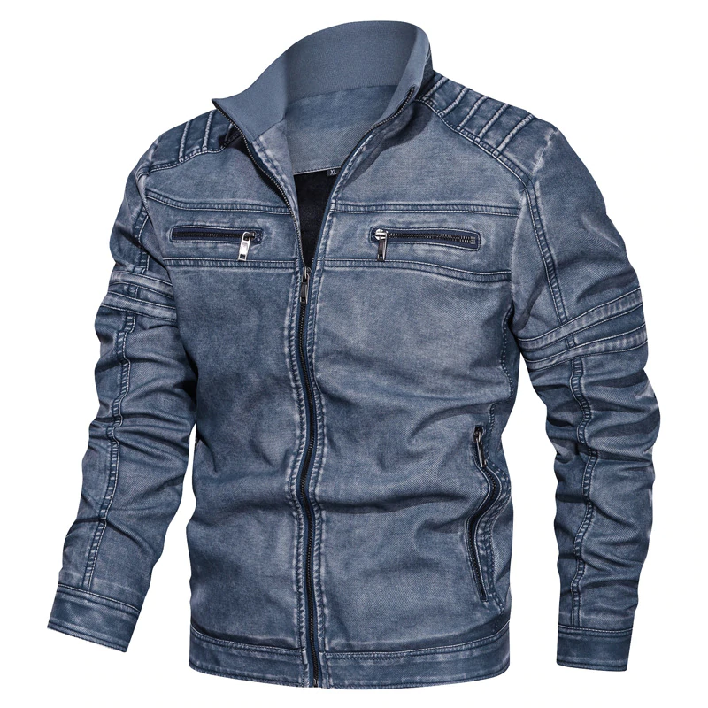 Autumn Winter Leather Jacket Men Slim Fit Fashion Top Quality Mens Jackets Casual PU Leather Motorcycle Jacket Men