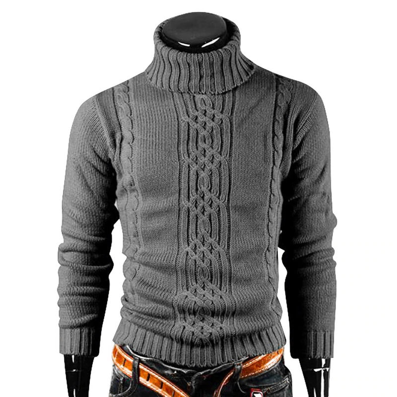 Warm Turtleneck Sweater Men Pull Homme Casual Pullovers Male Outwear Slim Knitted Sweater