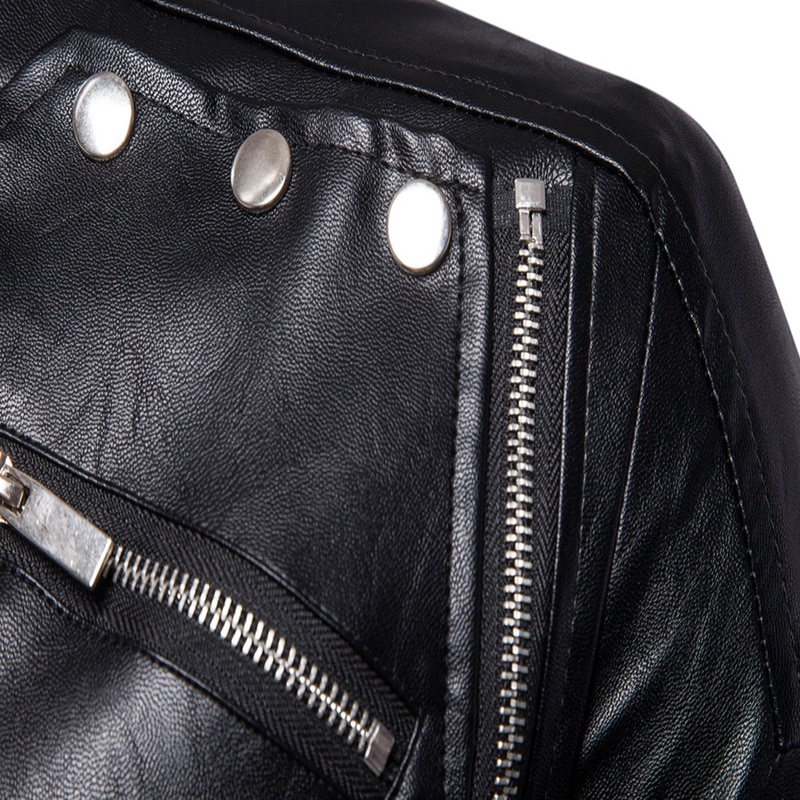 New fashion motorcycle biker leather jackets Multi-zipper Black Men leather jackets coats