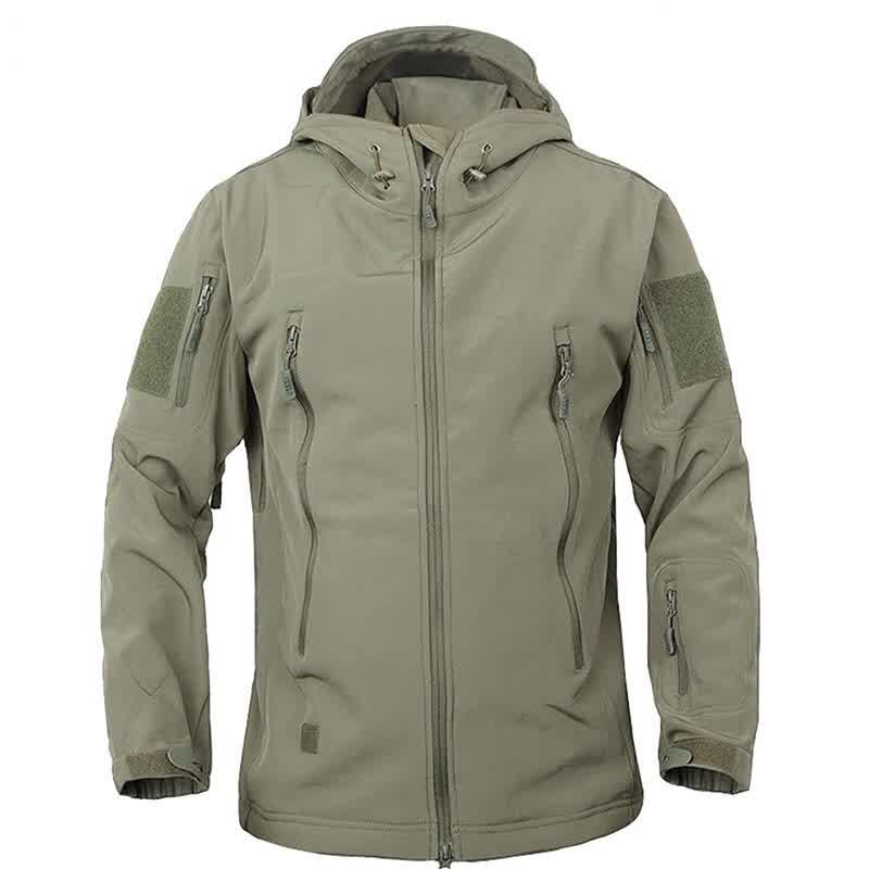 Military Tactical Fleece Jacket Men Army Polartec Windproof Softshell Jacket Man Multi Pockets Hoodie Coat Rain Outerwear