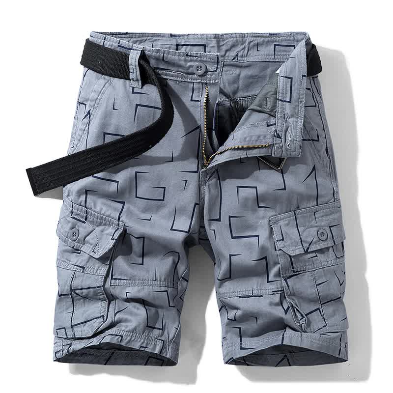 Summer Shorts Casual Loose Knee Length Mens Cargo Shorts Vintage Classic Pockets Printing Shorts