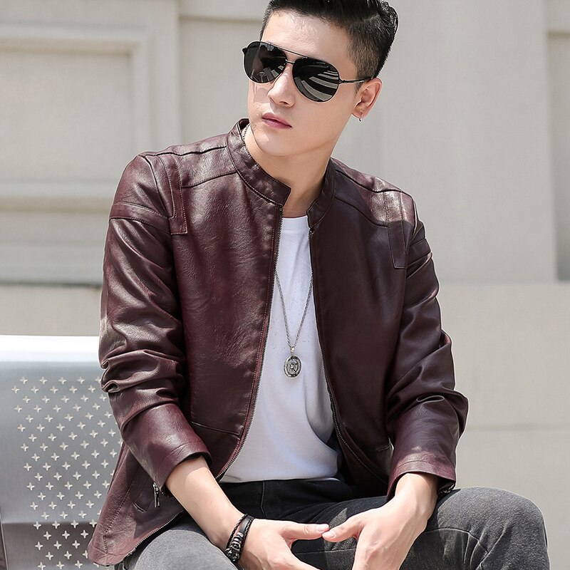Mens Jacket Autumn and winter new men's leather casual jacket Korean style trend Slim handsome youth leather jacket