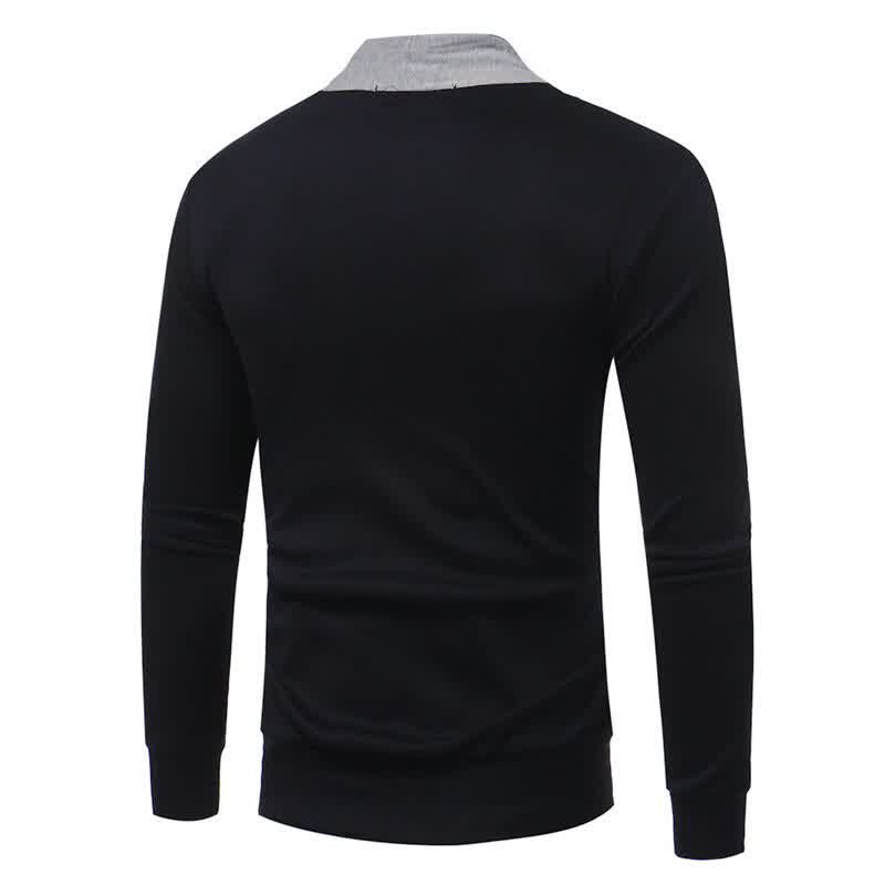 Autumn Men's Casual Sweater Coat Men Casual Patchwork Slim Fit V-Neck Knitted Sweater SweaterCoat 