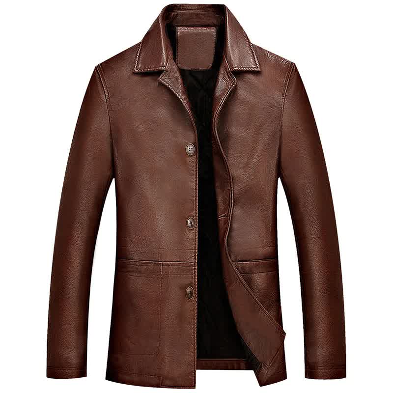 Men's Winter Leather Jacket Soft Thick ...