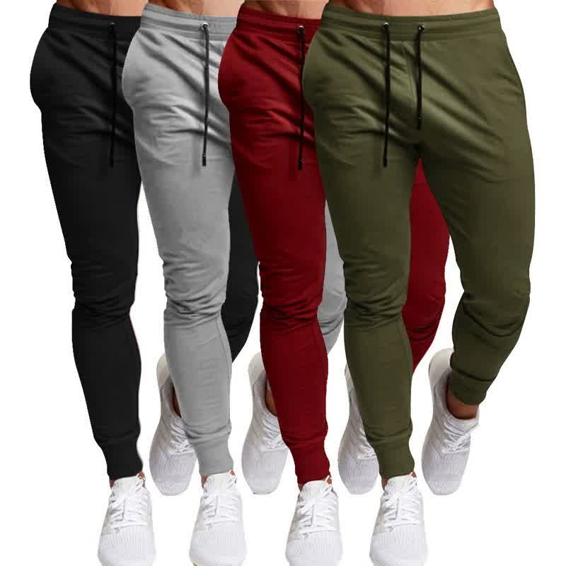 Men Sport Leisure Trousers Solid Color Versatile Running Training Fitness Pants Lace Up Solid Versatile Fitness Pants
