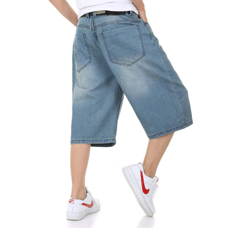 Summer Mens Shorts Hip Hop Harem Denim Jeans Fashion Loose Baggy Cotton Shorts
