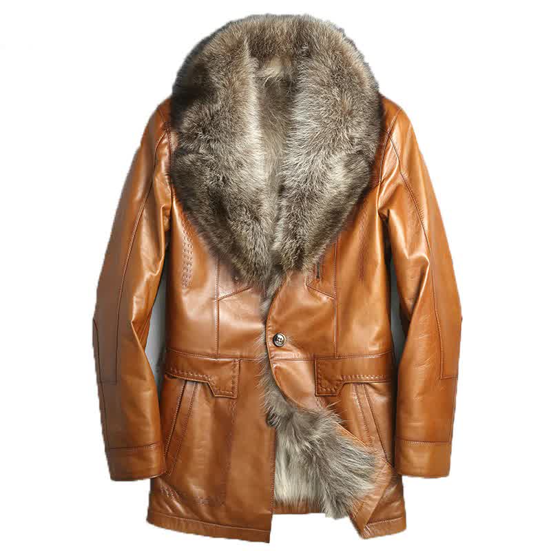 Winter Genuine Leather Jacket Men Liner Sheepskin Coat for Men Warm Leather