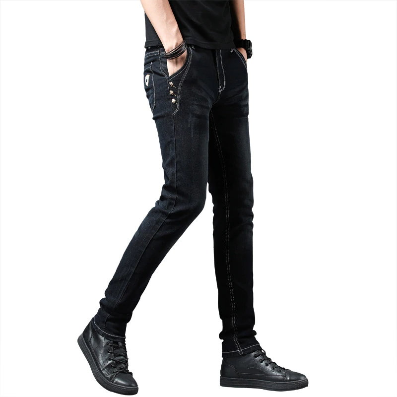 New Arrival Men's Denim Jeans Straight Full Length Pants with High Elasticity Slim Pants Man Fashion Mid-waist Jeans men