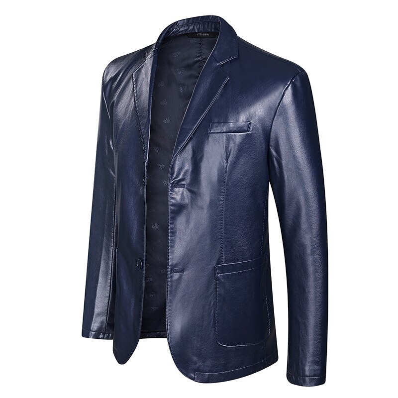 Autumn Loose Blue Men's Leather Jacket Fashion Casual Leather Men's Coat Black Blue Jacket Men Bomber Winter