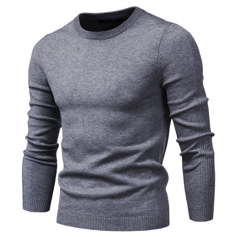 Men Autumn New Casual Solid Thick Cotton Sweater Pullovers Men Outfit Fashion Slim Fit O-Neck pullover Sweater Men