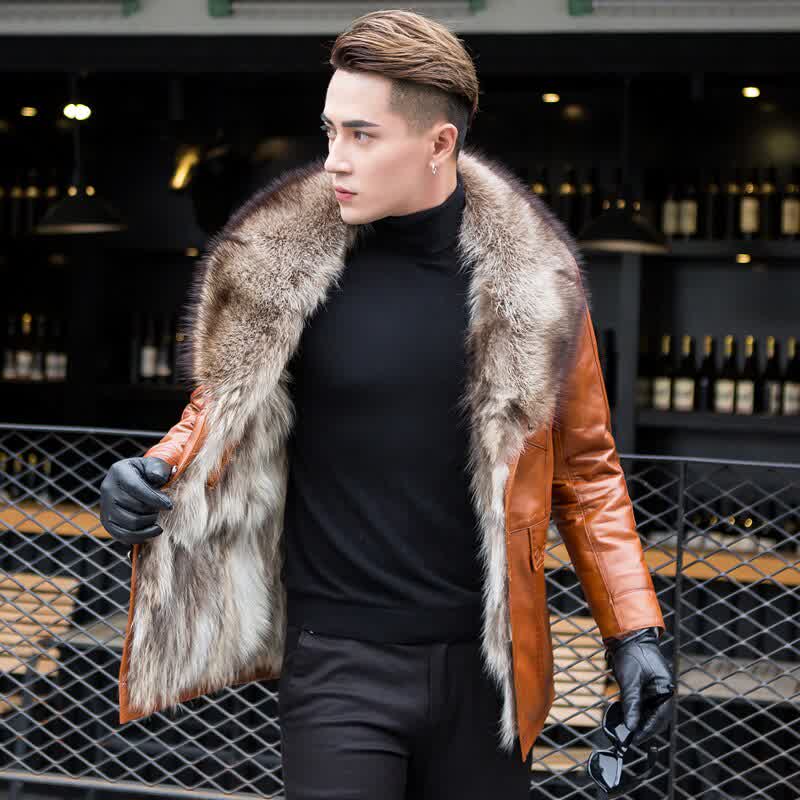 Winter Genuine Leather Jacket Men Liner Sheepskin Coat for Men Warm Leather