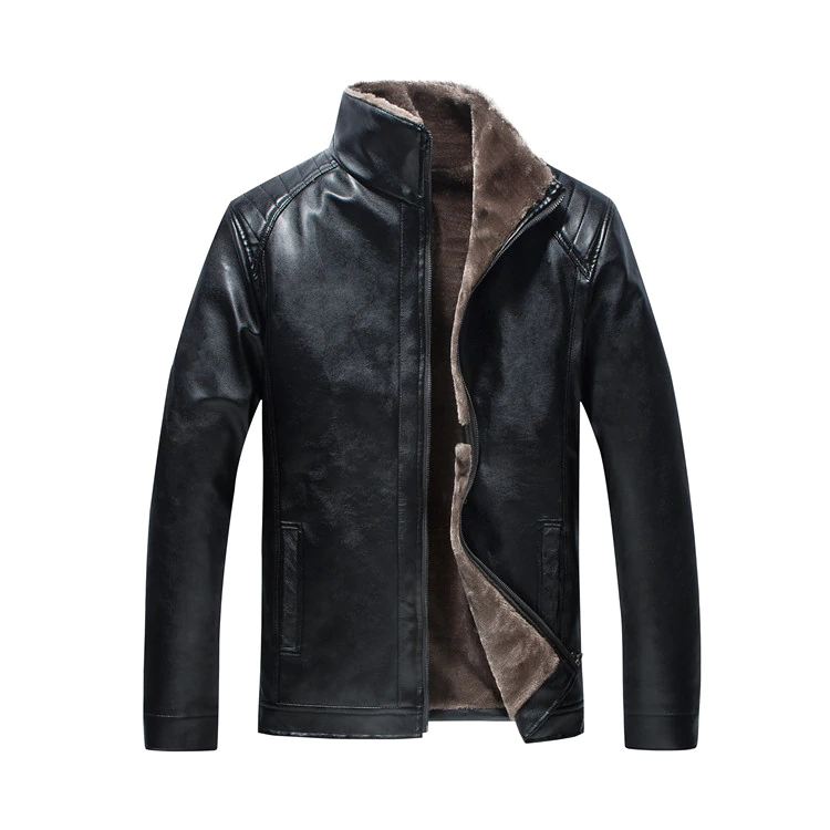 New Leather Jacket Mens Winter Fleece Men's Thick Motorcycle windproof Warm Coat Male Fashion Brand Clothing 