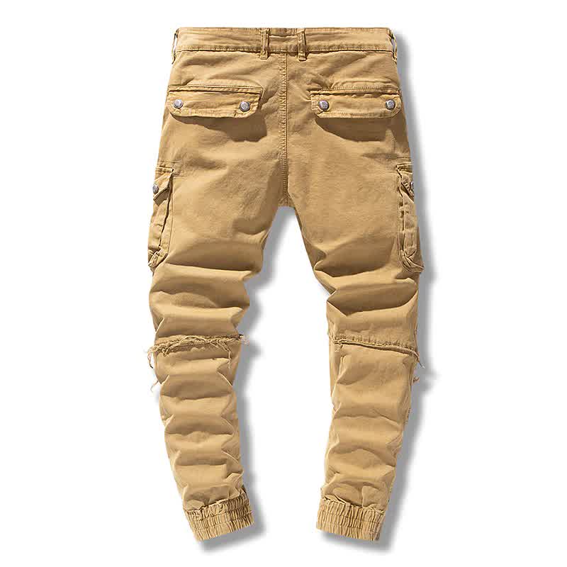 Men Jogger Splicing Hole Cargo Pants Big Size Loose Tactical Military Pant Men Casual Sweatpant Trousers