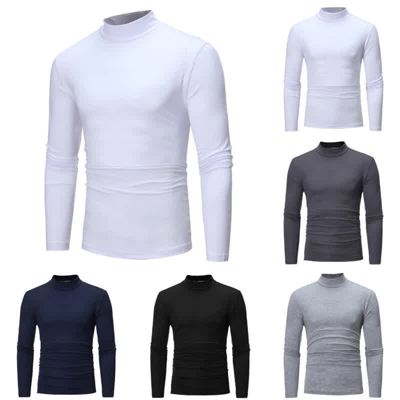 New Gothic Men Turtelneck Sweater Pullover Long Sleeve Stretch Slim Basic Sweater Turtleneck Male Blouse Spring Clothes