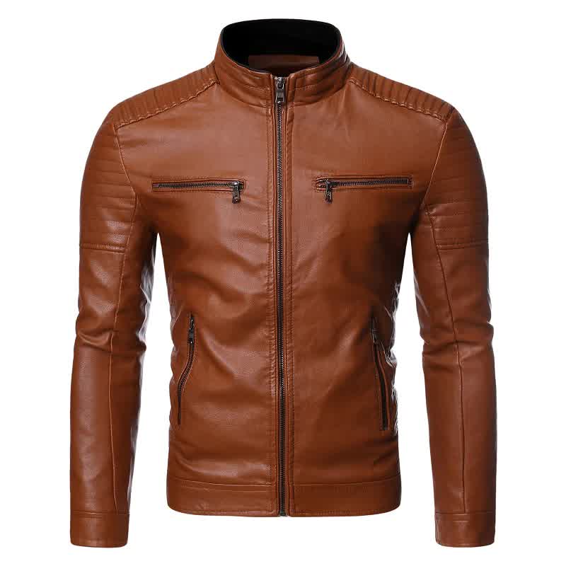 New Men's Leather Jacket Brand Slim Fit Motorcycle Leather Jacket Coat Men Casual Biker Zipper Jacket
