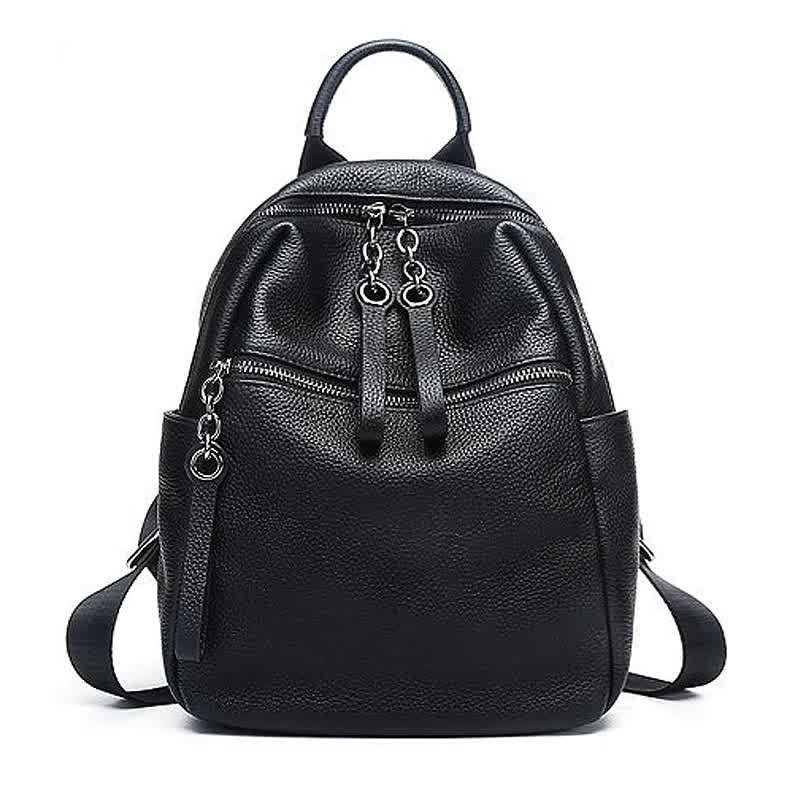 New Simple Knapsack Female Fashion Multifunctional Backpack Women Cowhide Leather Bag