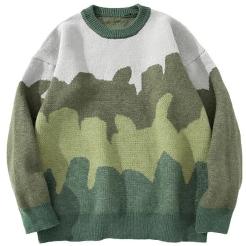 Oversized Mens Knitted Sweater Men Patchwork Sweat...