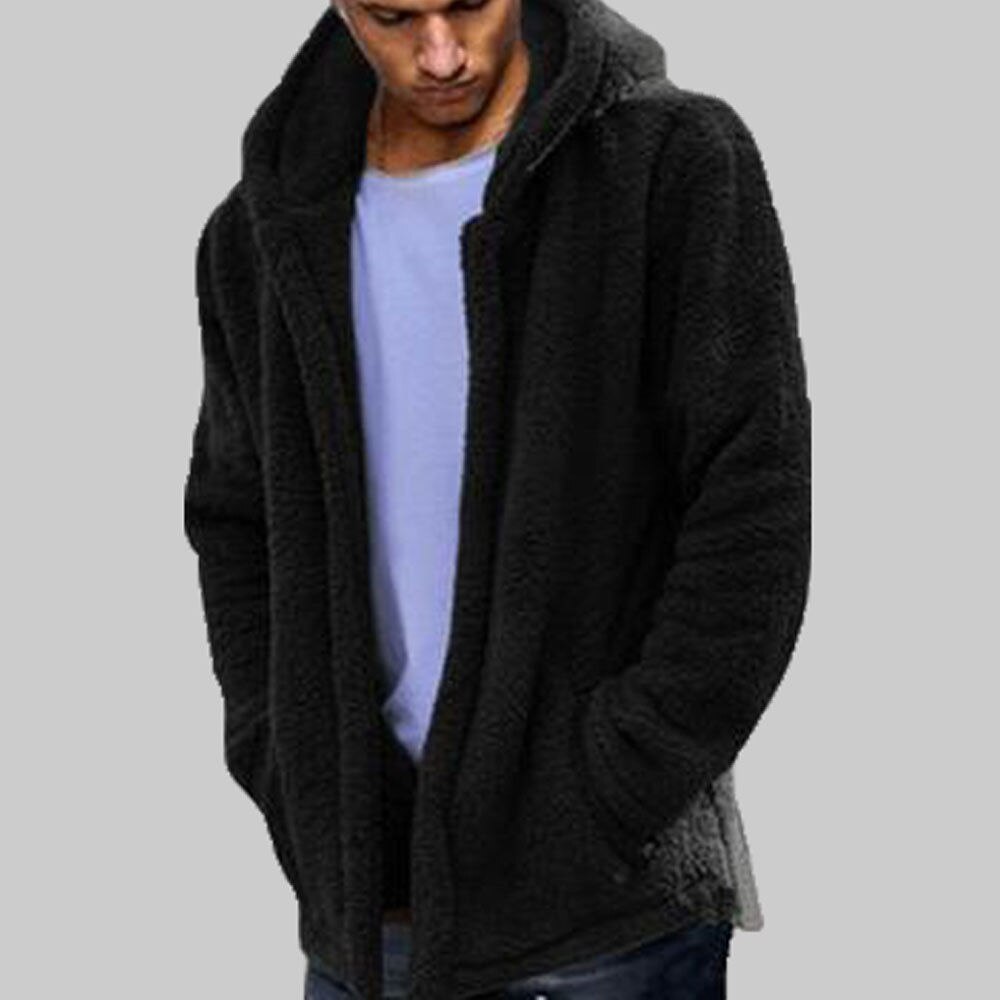 Thick Hoodies Tops Fluffy Fleece Fur Jacket Hooded...