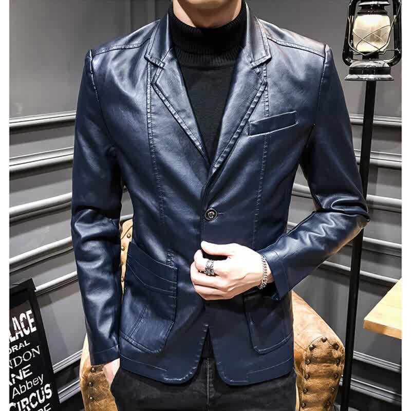 New Leather Jacket Streetwear Fashion Men's Leathe...
